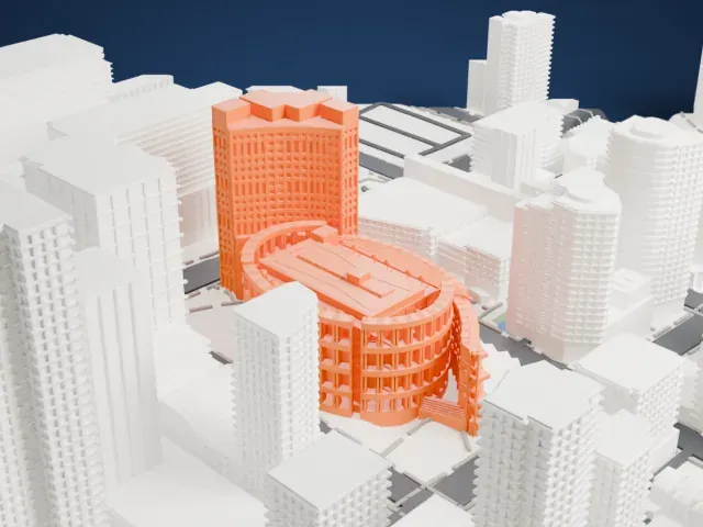 Vancouver Public Library Central Library model, West view
