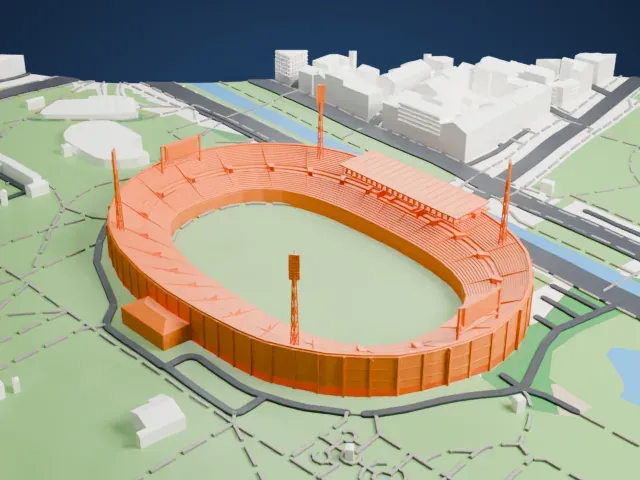 Vasil Levski National Stadium model, East view