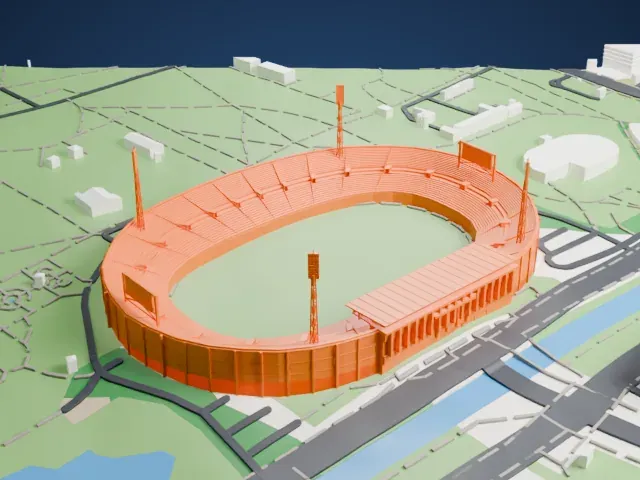 Vasil Levski National Stadium model, North view