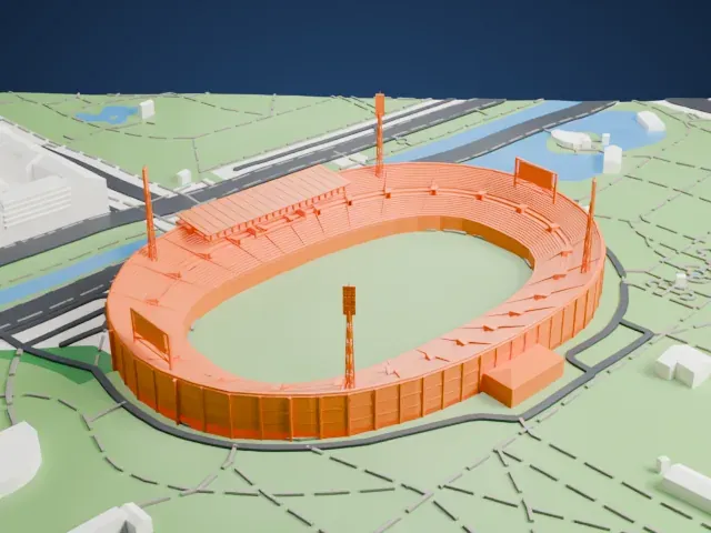 Vasil Levski National Stadium model, South view
