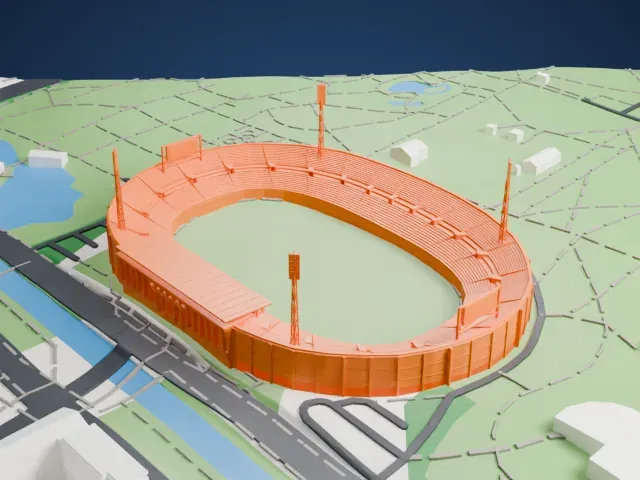 Vasil Levski National Stadium model, West view