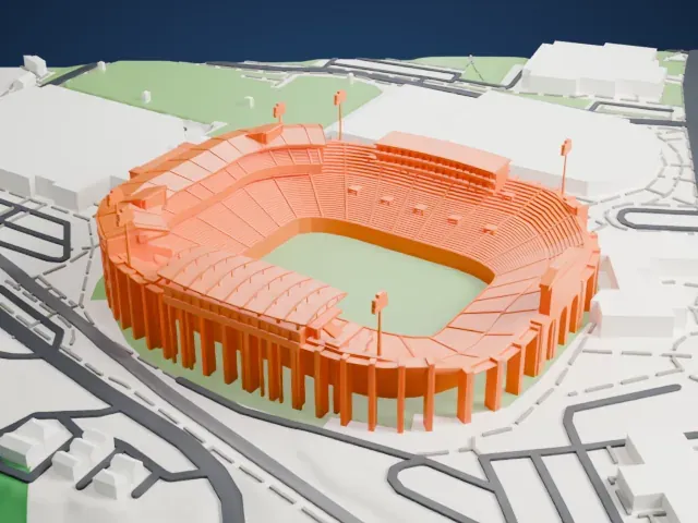 Vaught–Hemingway Stadium model, East view
