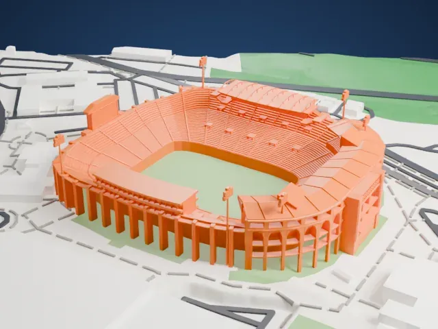 Vaught–Hemingway Stadium model, West view