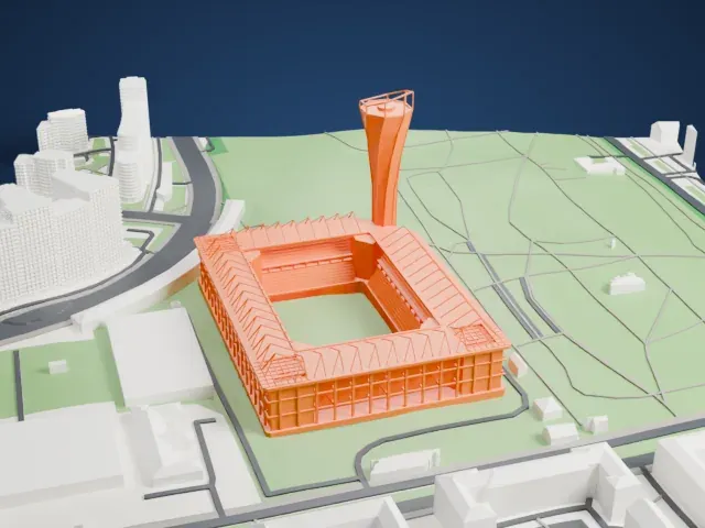 VEB Arena model, North view