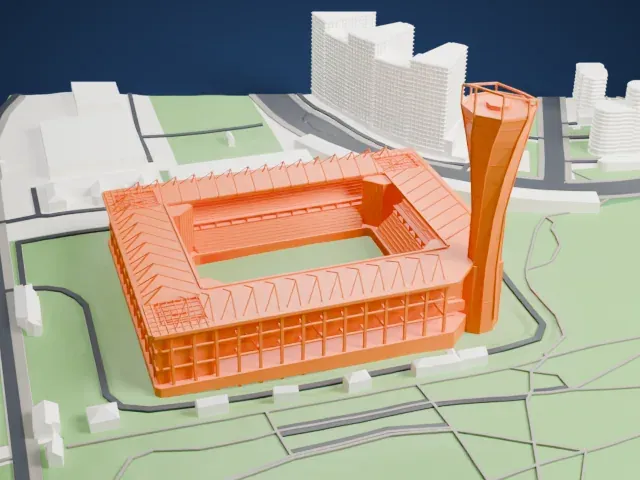 VEB Arena model, West view