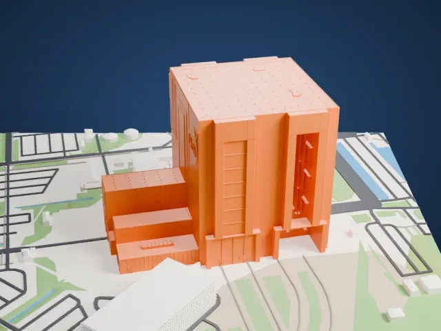 Vehicle Assembly Building model, East view