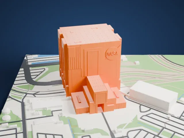 Vehicle Assembly Building model, South view