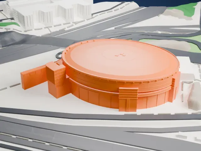 Veikkaus Arena model, East view