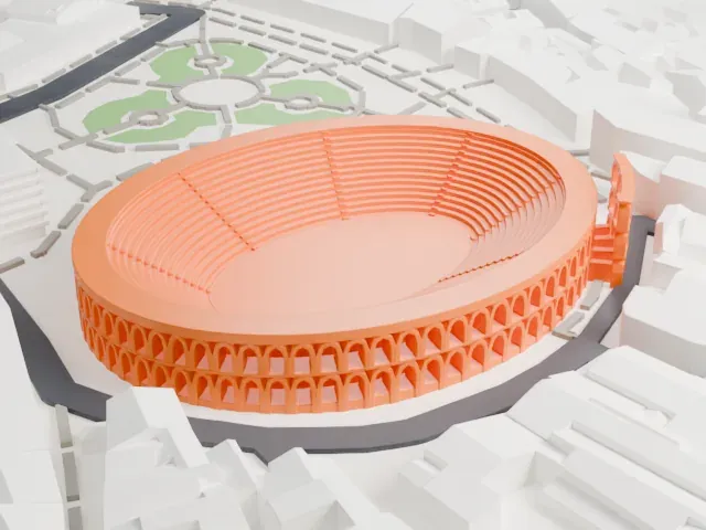 Verona Arena model, East view