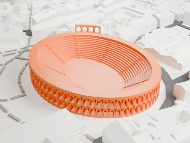 Verona Arena model, South view