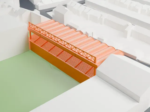 Vicarage Road model, East view