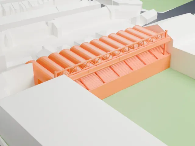 Vicarage Road model, South view