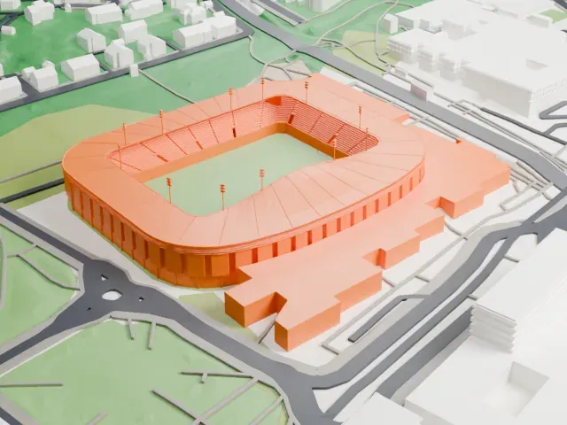 Viking Stadion model, North view