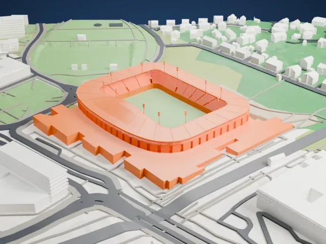 Viking Stadion model, West view