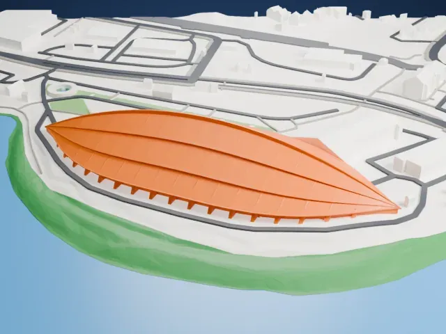 Vikingskipet model, East view