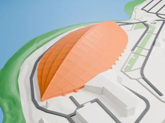 Vikingskipet model, North view