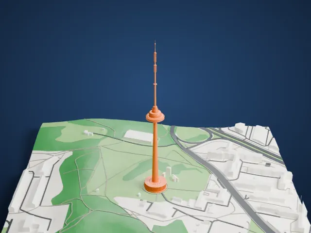 Vilnius TV Tower model, East view