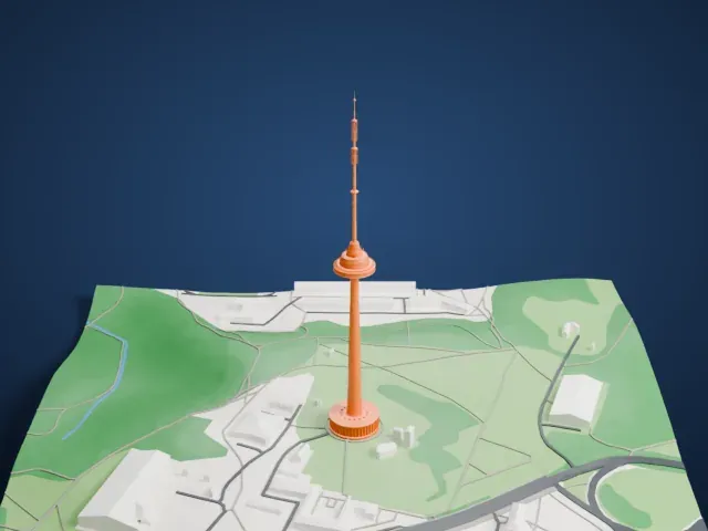 Vilnius TV Tower model, North view