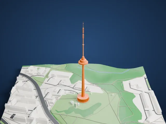 Vilnius TV Tower model, West view