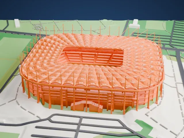 Volksparkstadion model, East view
