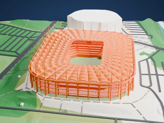 Volksparkstadion model, South view