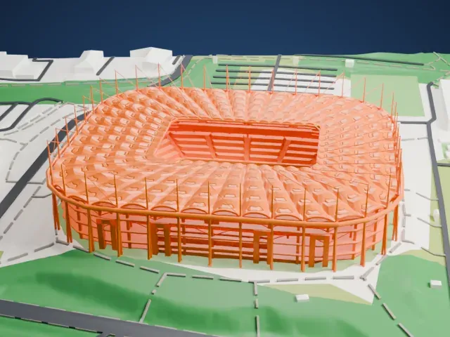 Volksparkstadion model, West view