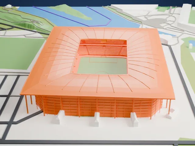 Volkswagen Arena model, South view