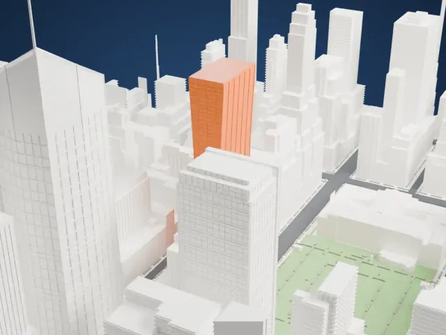 W. R. Grace Building model, West view