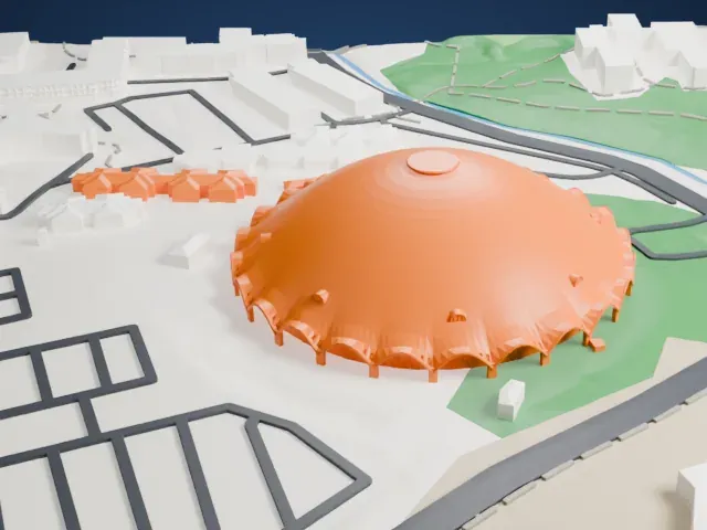 Walkup Skydome model, East view