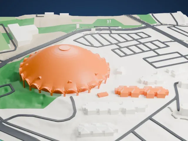 Walkup Skydome model, West view