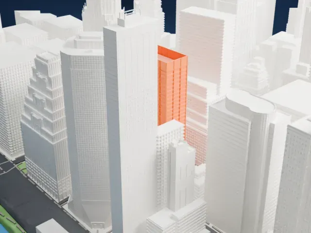 Wall Street Plaza model, East view