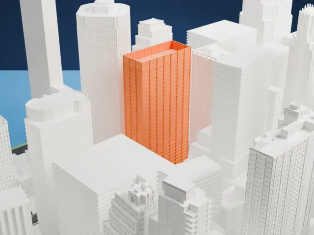 Wall Street Plaza model, North view