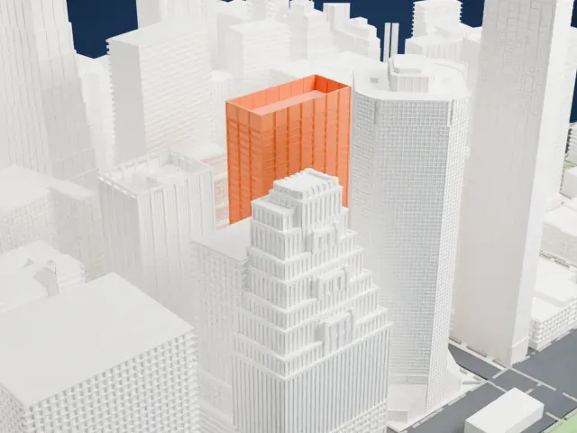 Wall Street Plaza model, South view