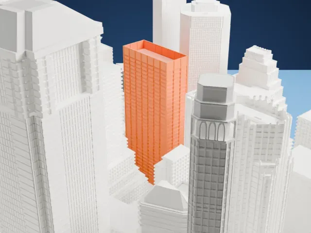 Wall Street Plaza model, West view