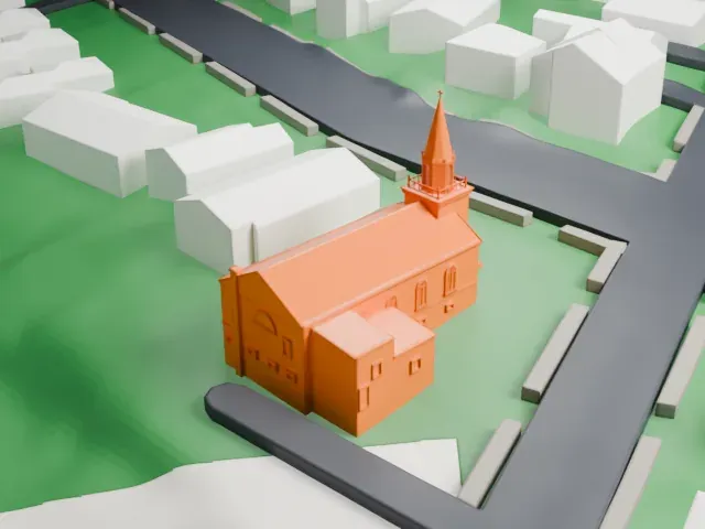 Wallace Chapel AME Zion Church model, East view