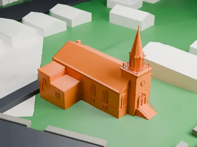 Wallace Chapel AME Zion Church model, North view