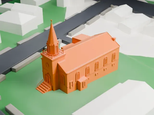 Wallace Chapel AME Zion Church model, West view