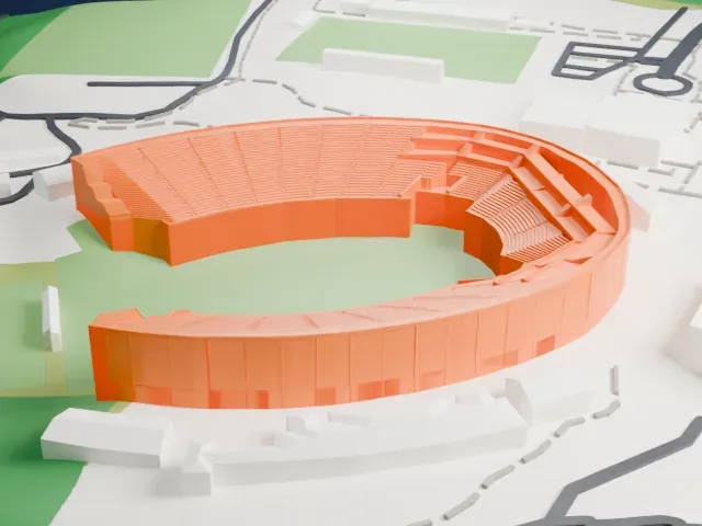 Wallace Wade Stadium model, East view
