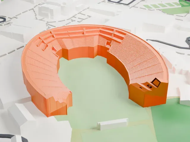 Wallace Wade Stadium model, South view