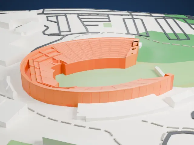 Wallace Wade Stadium model, West view