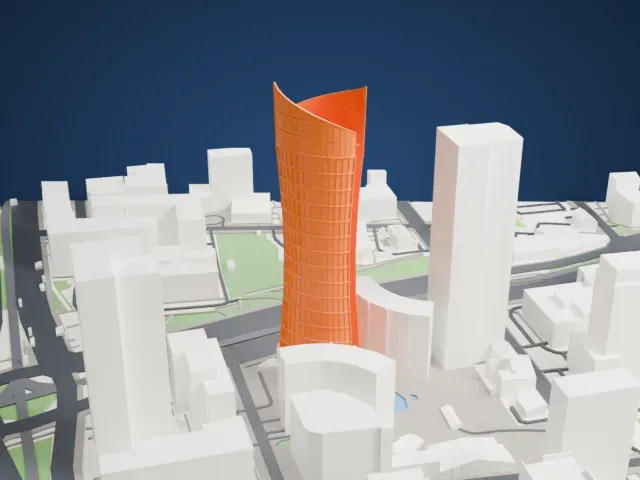Warsaw Spire model, East view