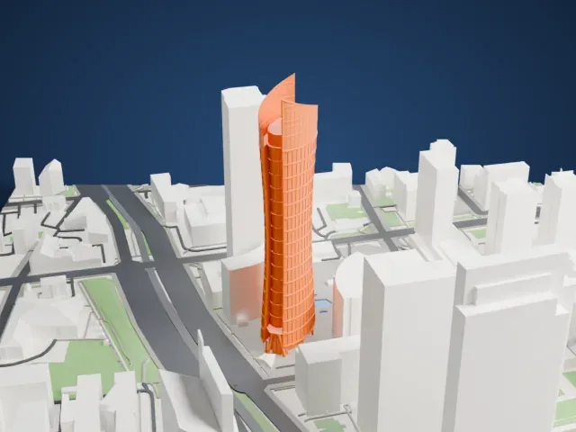 Warsaw Spire model, South view