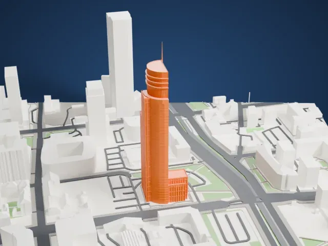 Warsaw Trade Tower model, North view
