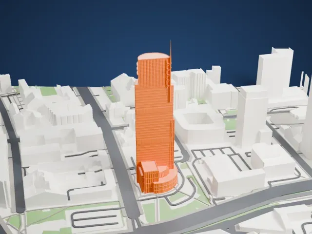 Warsaw Trade Tower model, West view