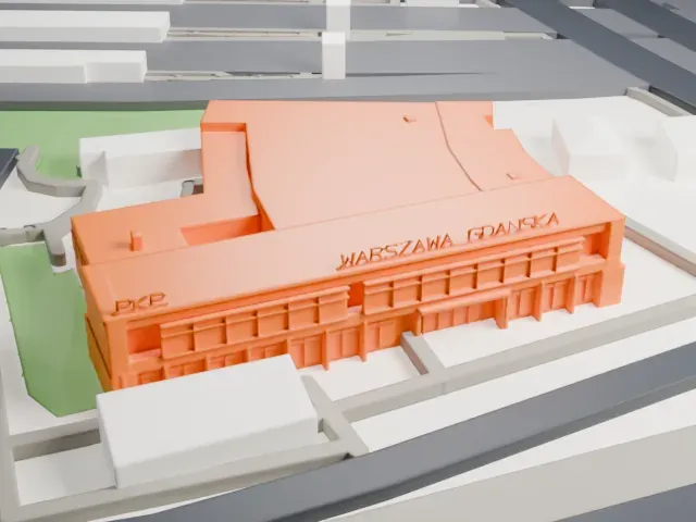 Warszawa Gdańska railway station model, South view