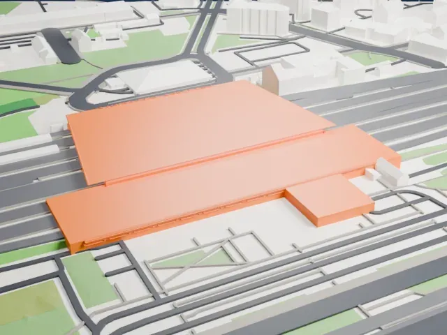 Warszawa Wschodnia railway station model, North view