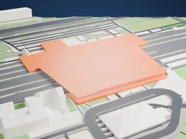 Warszawa Wschodnia railway station model, South view
