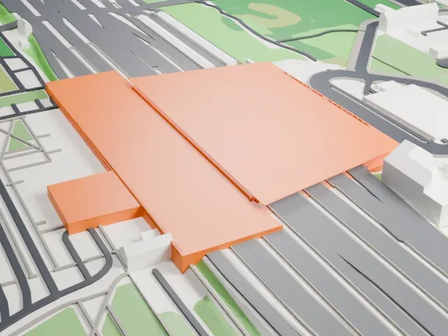 Warszawa Wschodnia railway station model, West view