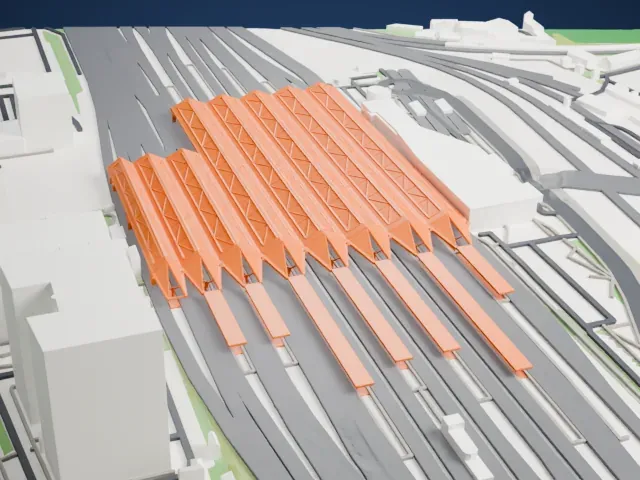 Warszawa Zachodnia station model, East view