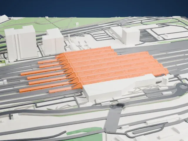Warszawa Zachodnia station model, North view